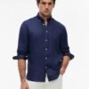 Tommy Hilfiger Regular Fit Washed Pure Linen Shirt Carbon Navy
