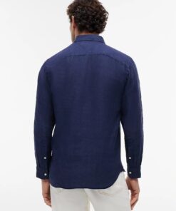 Tommy Hilfiger Regular Fit Washed Pure Linen Shirt Carbon Navy
