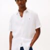 Tommy Hilfiger Regular Fit Washed Linen Short Sleeve Shirt White