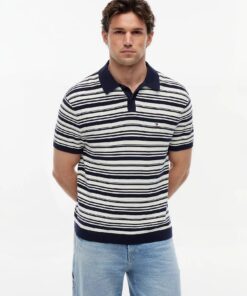 Tommy Hilfiger Relaxed Fit Cool Comfort Knit Polo Shirt Desert Sky Ivory Petal Multi