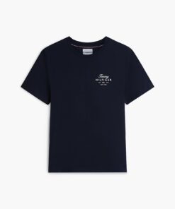 Tommy Hilfiger Logo Jersey Crew Neck T-Shirt Navy Blue