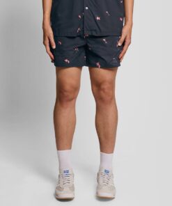 Lyle & Scott Goldfish Graphic Swim Shorts Dark Navy Pink