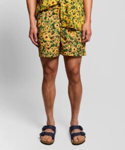 Lyle & Scott Floral Swim Shorts Super Yellow