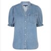 Red Button Victoria Blouse Denim Light Blue