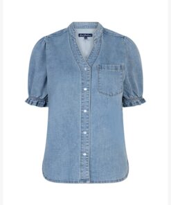 Red Button Victoria Blouse Denim Light Blue