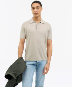 Tiger of Sweden Erros Cotton Linen Polo Shirt Light Beige