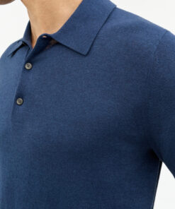 Tiger of Sweden Erros Cotton Linen Polo Shirt Navy Blue