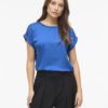 Vila VIEllette S/S Satin Top Victoria Blue