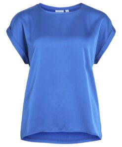Vila VIEllette S/S Satin Top Victoria Blue