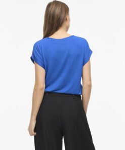 Vila VIEllette S/S Satin Top Victoria Blue