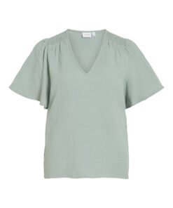 Vila VILania V-Neck S/S Top Blue Surf