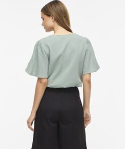 Vila VILania V-Neck S/S Top Blue Surf