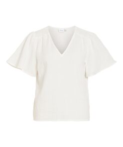 Vila ViLania V-Neck S/S Top Cloud Dancer