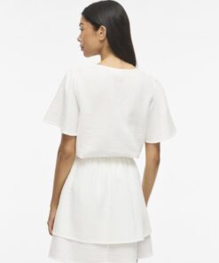 Vila ViLania V-Neck S/S Top Cloud Dancer
