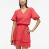 Vila VILania V-Neck S/S Top Hibiscus