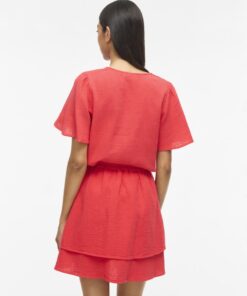 Vila VILania V-Neck S/S Top Hibiscus