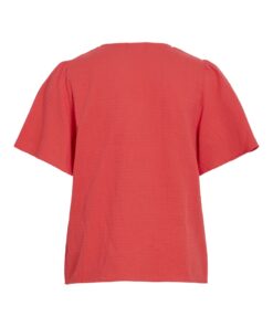 Vila VILania V-Neck S/S Top Hibiscus