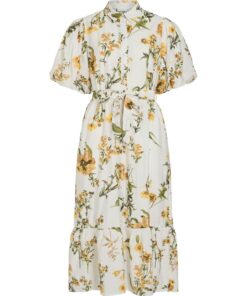Vila VIAlinia Sol 2/4 Midi Shirt Dress Snow White