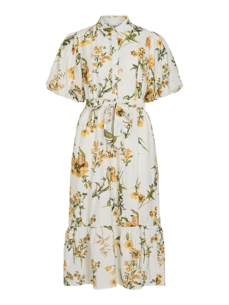 Vila VIAlinia Sol 2/4 Midi Shirt Dress Snow White