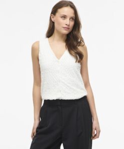 Vila VIGarmina V-Neck S/L Top Snow White