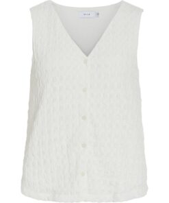 Vila VIGarmina V-Neck S/L Top Snow White