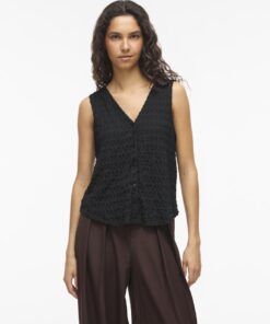Vila VIGarmina V-Neck S/L Top Black Beauty