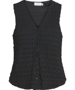 Vila VIGarmina V-Neck S/L Top Black Beauty