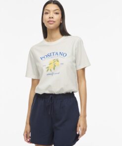 Vila VISybilla O-Neck S/S Lemon Top Snow White