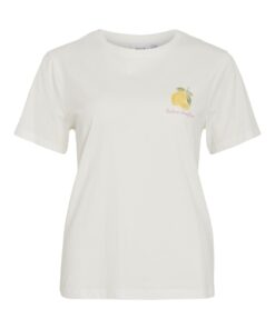 Vila VISybilla O-Neck S/S Lemon Top Snow White