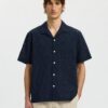 Selected Homme SLHRlxjax Broderie SS Shirt Sky Captein