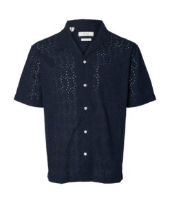 Selected Homme SLHRlxjax Broderie SS Shirt Sky Captein