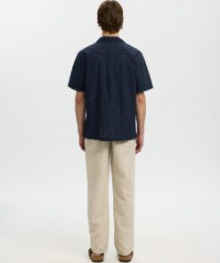 Selected Homme SLHRlxjax Broderie SS Shirt Sky Captein