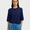 Seledted Femme SLFMoon Sus 2/4 Knit Ocean Cavern