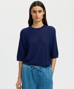 Seledted Femme SLFMoon Sus 2/4 Knit Ocean Cavern