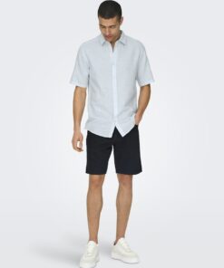 Only & Sons ONSCaiden Life SS Solid Linen Blend Cashmere Blue