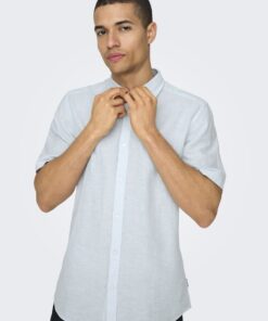 Only & Sons ONSCaiden Life SS Solid Linen Blend Cashmere Blue