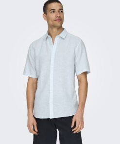 Only & Sons ONSCaiden Life SS Solid Linen Blend Cashmere Blue