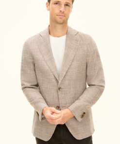 Oscar Jacobson Regular Fit Hopsack Blazer Beige