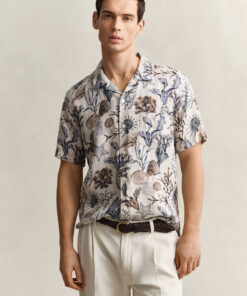 Gant Printed Linen Shirt Oat Beige