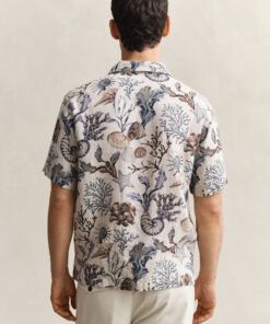 Gant Printed Linen Shirt Oat Beige