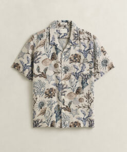 Gant Printed Linen Shirt Oat Beige