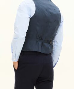 Oscar Jacobson Carlo Regular Fit Microstructure Waistcoat Blue