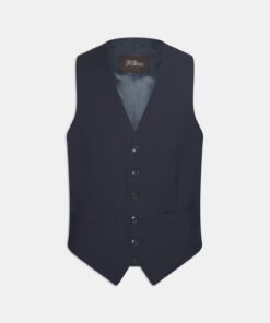 Oscar Jacobson Carlo Regular Fit Microstructure Waistcoat Blue