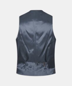Oscar Jacobson Carlo Regular Fit Microstructure Waistcoat Blue