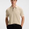 Boss Cotton Piqué Polo Shirt with Logo Detail Light Beige
