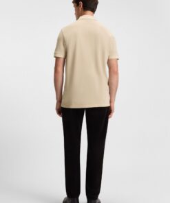 Boss Cotton Piqué Polo Shirt with Logo Detail Light Beige
