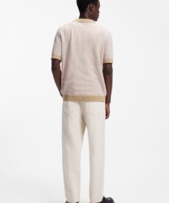 Hugo Seeroy Johhny Collar Sweater in Cotton and Linen Light Beige