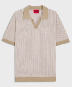 Hugo Seeroy Johhny Collar Sweater in Cotton and Linen Light Beige