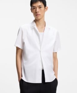 Hugo Relaxed Fit Shirt in Cotton Poplin White