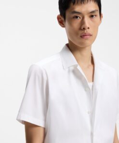 Hugo Relaxed Fit Shirt in Cotton Poplin White